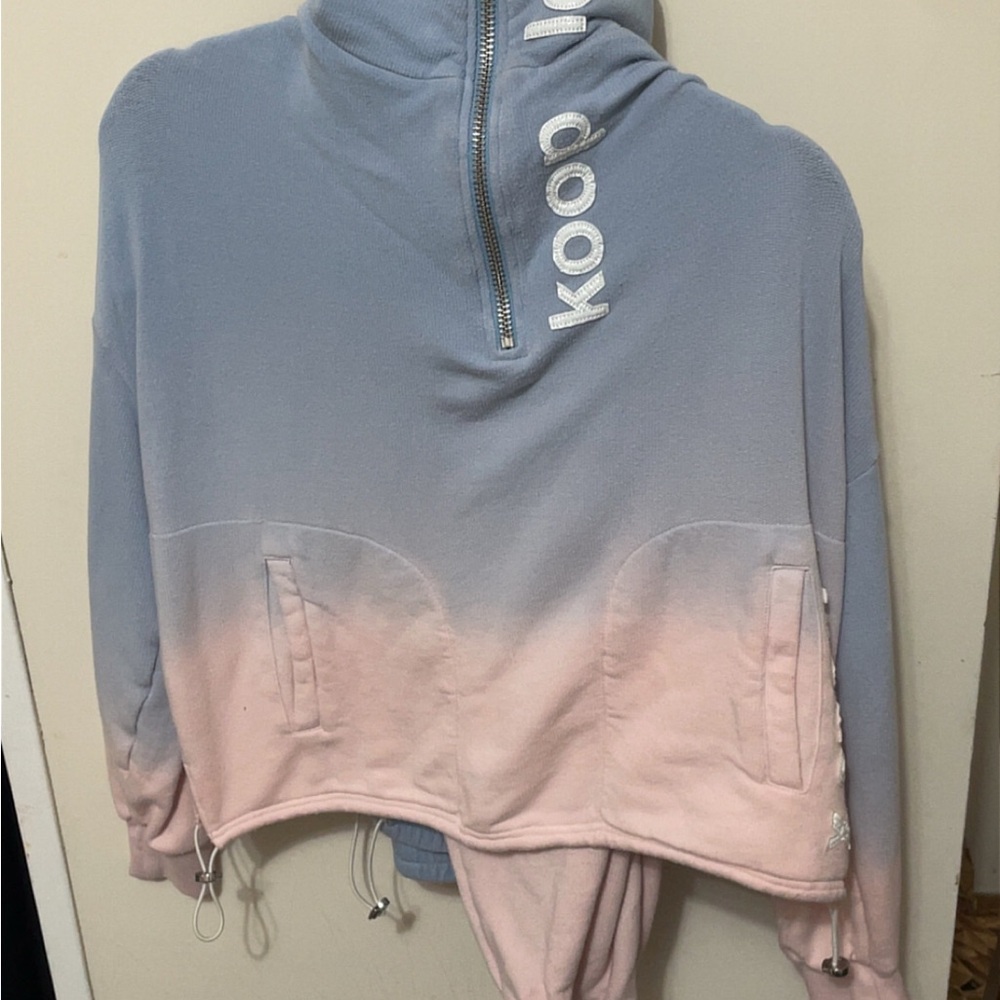 Gradient Half-Zip Jumpsuit - Blue and Pink
